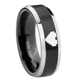 10MM Beveled Zelda Heart Satin Black Two Tone Tungsten Carbide Men's Ring