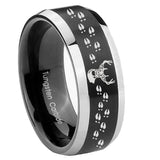 8mm Deer Antler Beveled Edges Brush Black 2 Tone Tungsten Rings for Men