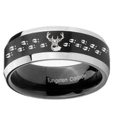 8mm Deer Antler Beveled Edges Brush Black 2 Tone Tungsten Rings for Men