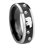 8mm Bear and Paw Beveled Edges Brush Black 2 Tone Tungsten Anniversary Ring