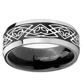 8mm Celtic Braided Beveled Edges Brush Black 2 Tone Tungsten Rings for Men