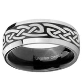 10mm Celtic Knot Infinity Love Beveled Brush Black 2 Tone Tungsten Mens Ring Engraved