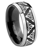 10mm Celtic Knot Beveled Brush Black 2 Tone Tungsten Mens Ring Engraved