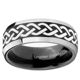 10mm Laser Celtic Knot Beveled Brush Black 2 Tone Tungsten Mens Ring Engraved