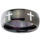 10mm Crosses Dome Black Tungsten Carbide Mens Engagement Band