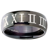 10mm Roman Numeral Dome Black Tungsten Carbide Custom Mens Ring