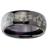 10mm Irish Claddagh Dome Black Tungsten Carbide Mens Engagement Band