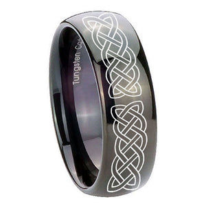 10mm Celtic Knot Dome Black Tungsten Carbide Anniversary Ring