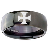 10mm Maltese Cross Dome Black Tungsten Carbide Custom Ring for Men