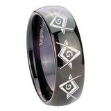 10mm Master Mason Masonic  Dome Black Tungsten Carbide Mens Bands Ring