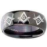 10mm Master Mason Masonic  Dome Black Tungsten Carbide Mens Bands Ring