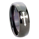 10mm Christian Cross Dome Black Tungsten Carbide Wedding Bands Ring