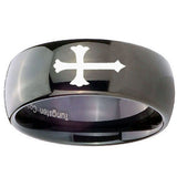 10mm Christian Cross Dome Black Tungsten Carbide Wedding Bands Ring