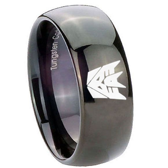 10mm Decepticon Transformers Dome Black Tungsten Carbide Custom Ring for Men