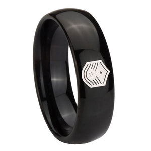 10mm Chief Master Sergeant Vector Dome Black Tungsten Carbide Mens Promise Ring