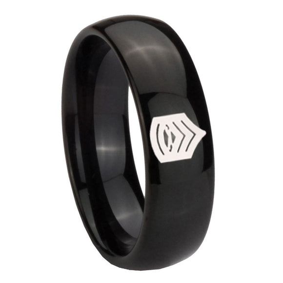 10mm Army Sergeant Major Dome Black Tungsten Carbide Engraved Ring