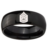 10mm Army Sergeant Major Dome Black Tungsten Carbide Engraved Ring