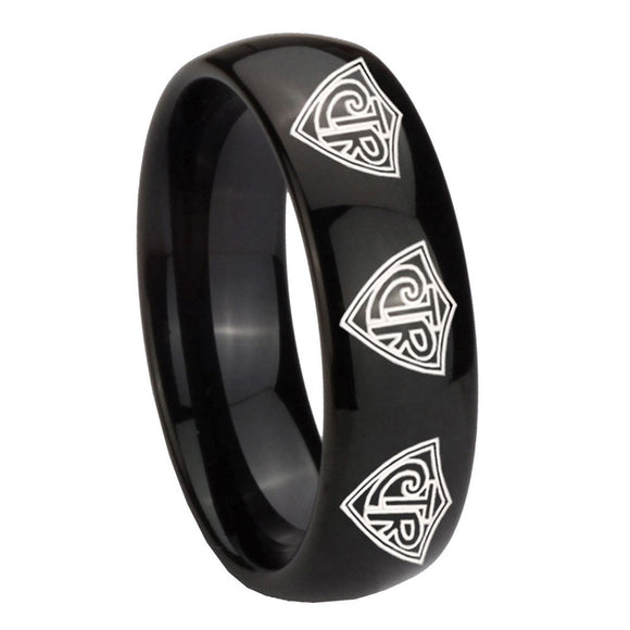 10mm Multiple CTR Dome Black Tungsten Carbide Anniversary Ring