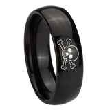 10mm Skull Dome Black Tungsten Carbide Mens Ring Engraved