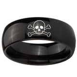 10mm Skull Dome Black Tungsten Carbide Mens Ring Engraved