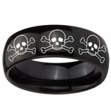 10mm Multiple Skull Dome Black Tungsten Carbide Men's Engagement Ring