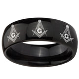 10mm Multiple Master Mason Dome Black Tungsten Carbide Mens Ring Personalized