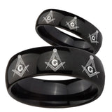 His and Hers Multiple Master Mason Dome Black Tungsten Mens Wedding Ring Set