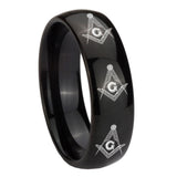 10mm Multiple Master Mason Masonic Dome Black Tungsten Wedding Engagement Ring