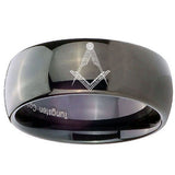 10mm Masonic Dome Black Tungsten Carbide Men's Promise Rings