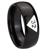 10mm Masonic 32 Triangle Design Freemason Dome Black Tungsten Carbide Mens Engagement Band