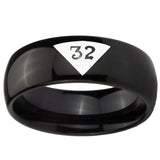 10mm Masonic 32 Triangle Design Freemason Dome Black Tungsten Carbide Mens Engagement Band