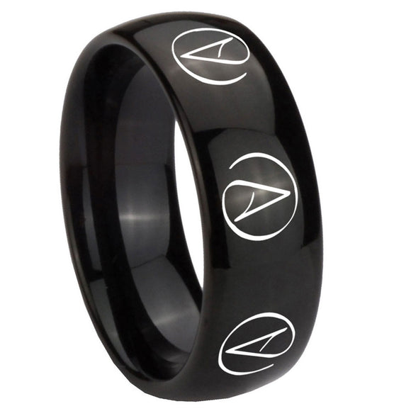 10mm Atheist Design Dome Black Tungsten Carbide Mens Promise Ring