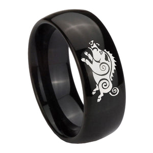 10mm Wild Boar Dome Black Tungsten Carbide Mens Anniversary Ring