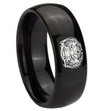 10mm Masonic 32 Degree Freemason Dome Black Tungsten Carbide Mens Engagement Band