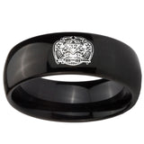 10mm Masonic 32 Degree Freemason Dome Black Tungsten Carbide Mens Engagement Band