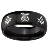 10mm Masonic Shriners Dome Black Tungsten Carbide Mens Ring Personalized