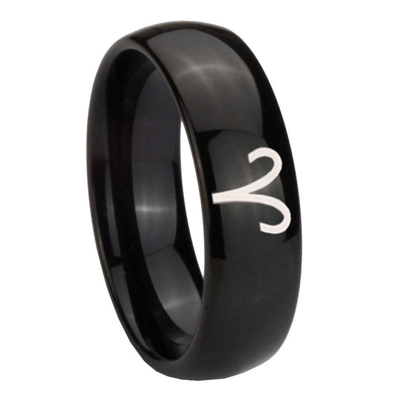 10mm Aries Zodiac Dome Black Tungsten Carbide Anniversary Ring