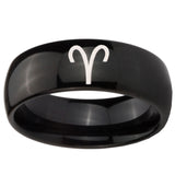 10mm Aries Zodiac Dome Black Tungsten Carbide Anniversary Ring