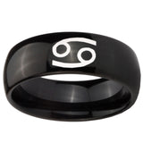 10mm Cancer Horoscope Dome Black Tungsten Carbide Bands Ring