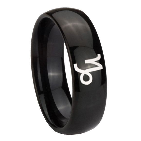 10mm Capricorn Zodiac Dome Black Tungsten Carbide Custom Mens Ring