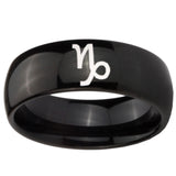 10mm Capricorn Zodiac Dome Black Tungsten Carbide Custom Mens Ring