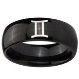 10mm Gemini Zodiac Dome Black Tungsten Carbide Custom Ring for Men