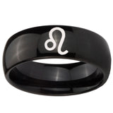 10mm Leo Zodiac Dome Black Tungsten Carbide Men's Engagement Band