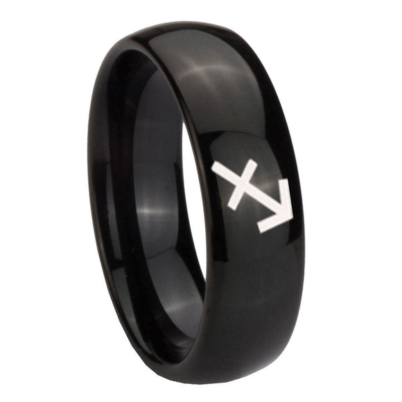 10mm Sagittarius Zodiac Dome Black Tungsten Carbide Men's Band Ring