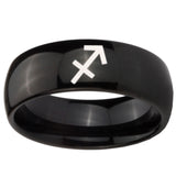 10mm Sagittarius Zodiac Dome Black Tungsten Carbide Men's Band Ring