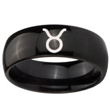 10mm Taurus Horoscope Dome Black Tungsten Carbide Men's Bands Ring