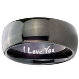 10mm I Love You Dome Black Tungsten Carbide Men's Wedding Ring