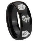 10mm Marine Army Sergeant Dome Black Tungsten Carbide Custom Ring for Men