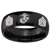 10mm Marine Army Sergeant Dome Black Tungsten Carbide Custom Ring for Men