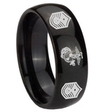 10mm Marine Chief Master Sergeant  Dome Black Tungsten Carbide Mens Bands Ring